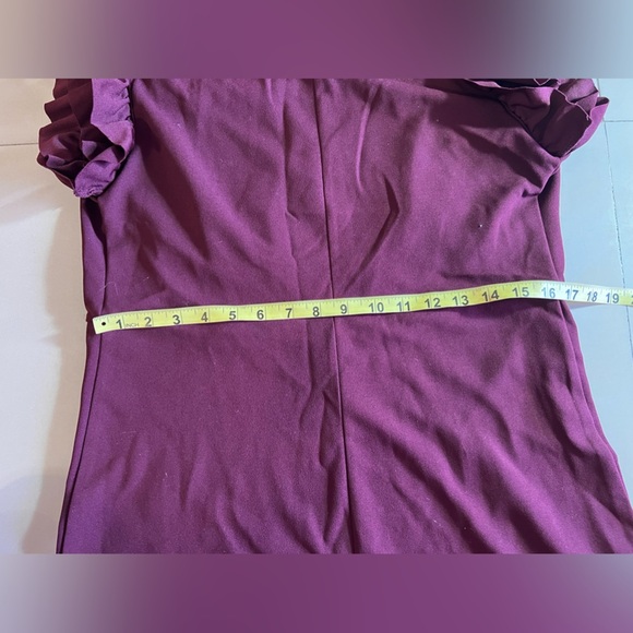 Shein curve - Long Dress - Ruffle Sleeve - Red wine - 1XL maxi dress polyester - Picture 14 of 16